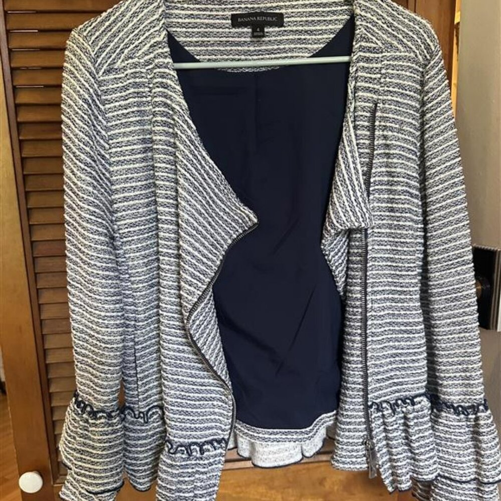 Banana Republic Peplum Striped Jacket